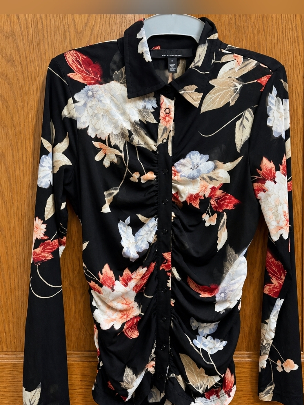 White House Black Market Floral Mesh Blouse
